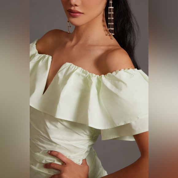 ✨ Anthropologie Ruched Off-The-Shoulder Dress Sz 14 - Picture 2 of 5